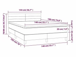 Cama box spring colchón y luces LED tela crema 140x190 cm^Clicnbuy