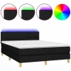 Clicnbuy Cama box spring colchón y luces LED tela negro 140x190 cm Best