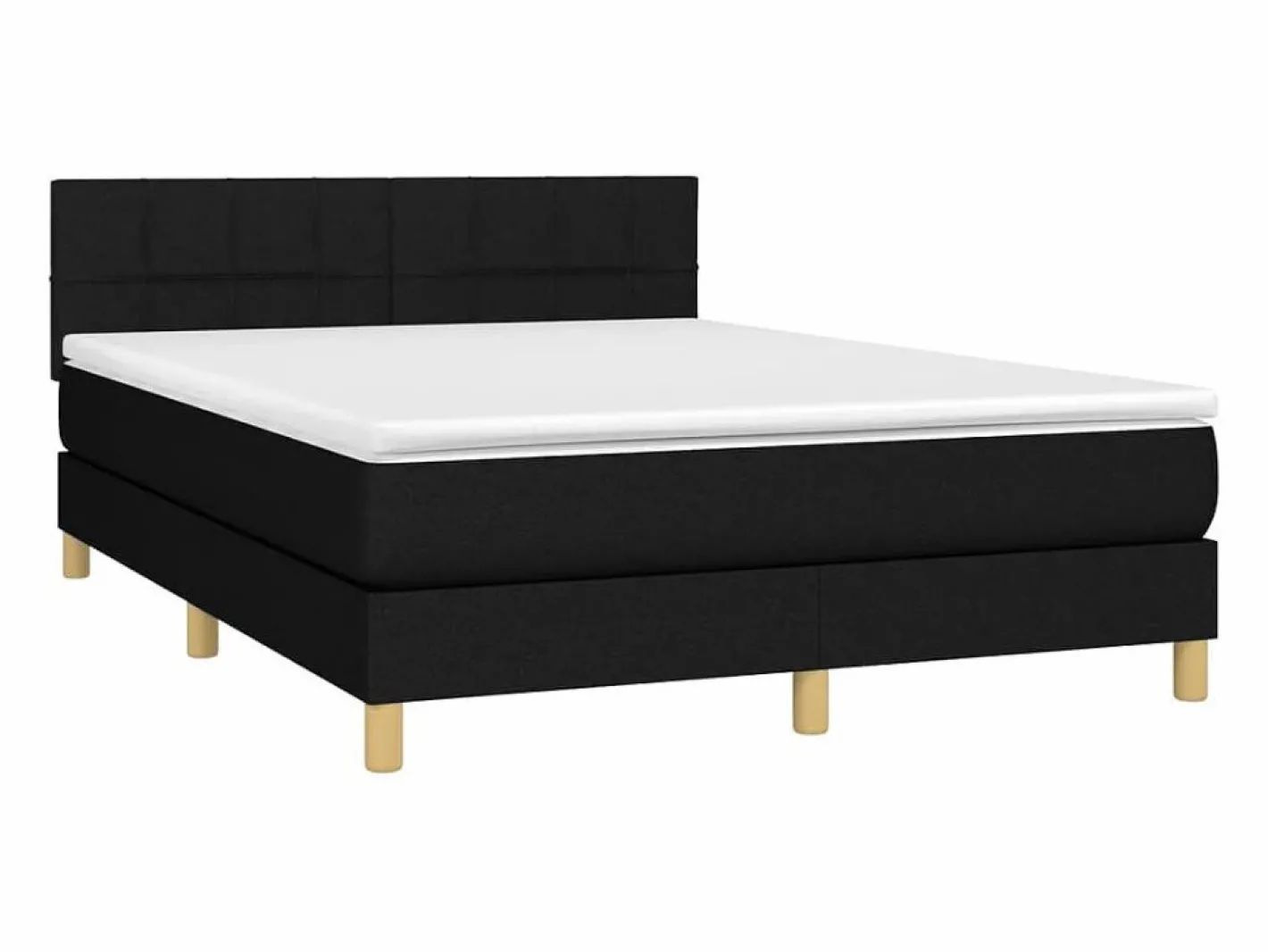 Clicnbuy Cama box spring colchón y luces LED tela negro 140x190 cm Best