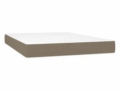 Clicnbuy Cama box spring colchón y luces LED tela gris taupe 140x200 cm Best