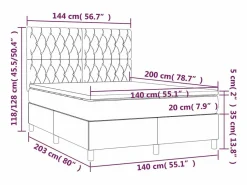 Clicnbuy Cama box spring colchón y luces LED tela gris taupe 140x200 cm Best