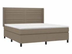 Cama box spring colchón y luces LED tela gris taupe 180x200 cm^Clicnbuy Hot