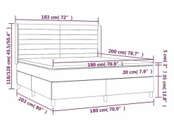 Cama box spring colchón y luces LED tela gris taupe 180x200 cm^Clicnbuy Hot