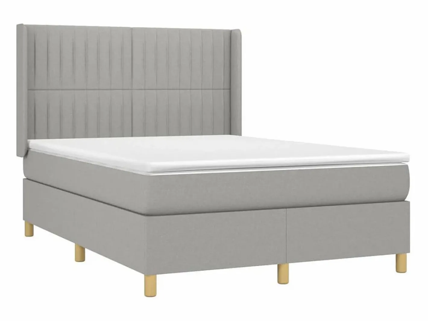 Clicnbuy Cama box spring colchón y luces LED tela gris claro 140x190 cm Outlet