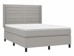 Clicnbuy Somier Tapizado|Somier - 140X190Cm|Cama box spring colchón y luces LED tela gris claro 140x190 cm