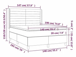 Clicnbuy Somier Tapizado|Somier - 140X190Cm|Cama box spring colchón y luces LED tela gris claro 140x190 cm