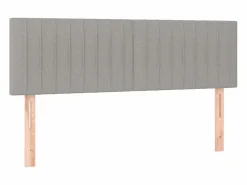 Cama box spring colchón y luces LED tela gris claro 140x190 cm^Clicnbuy Outlet