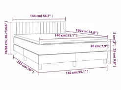 Cama box spring colchón y luces LED tela gris claro 140x190 cm^Clicnbuy Outlet