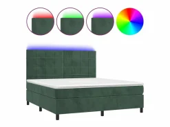 Cama box spring colchón y LED terciopelo oscuro 160x200cm^Clicnbuy Hot