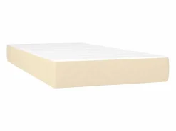 Cama box spring colchón y luces LED tela color crema 90x190 cm^Clicnbuy