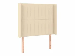 Cama box spring colchón y luces LED tela color crema 90x190 cm^Clicnbuy
