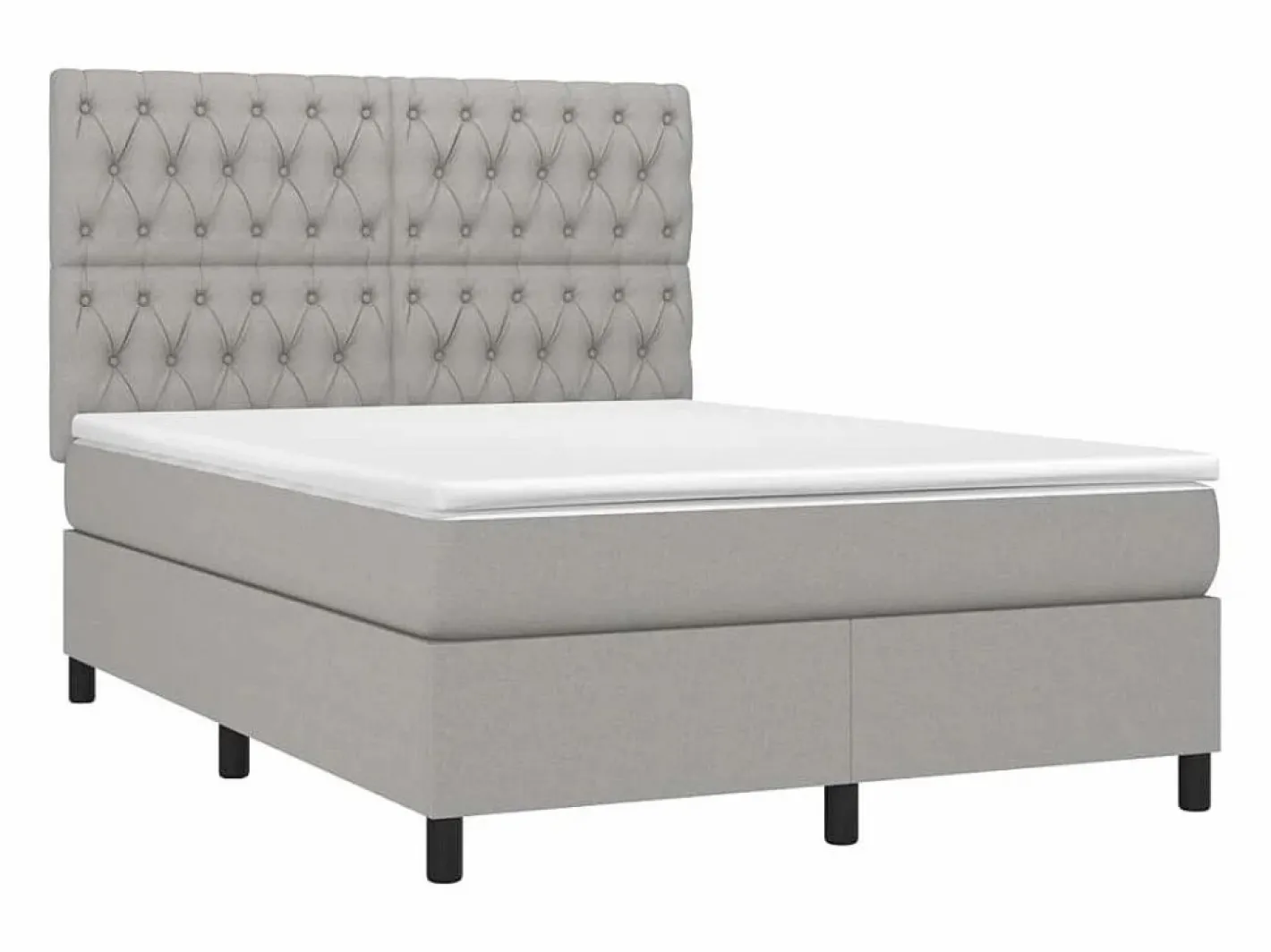 Clicnbuy Somier Tapizado|Somier - 140X190Cm|Cama box spring colchón y luces LED tela gris claro 140x190 cm
