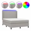 Cama box spring colchón y luces LED tela gris claro 140x190 cm^Clicnbuy Discount