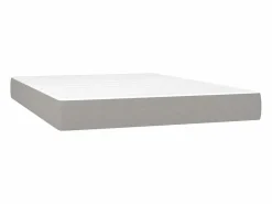 Cama box spring colchón y luces LED tela gris claro 140x190 cm^Clicnbuy Discount