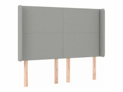 Cama box spring colchón y luces LED tela gris claro 140x190 cm^Clicnbuy Discount
