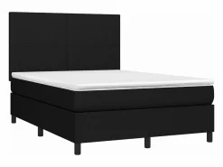 Cama box spring colchón y luces LED tela negro 140x190 cm^Clicnbuy Best