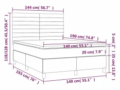 Cama box spring colchón y luces LED tela gris claro 140x190 cm^Clicnbuy Outlet