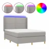 Clicnbuy Cama box spring colchón y luces LED tela gris claro 140x190 cm Hot
