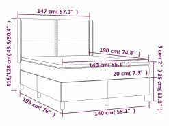 Clicnbuy Cama box spring colchón y luces LED tela gris claro 140x190 cm Hot