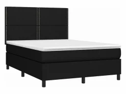 Clicnbuy Cama box spring colchón y luces LED tela negro 140x190 cm