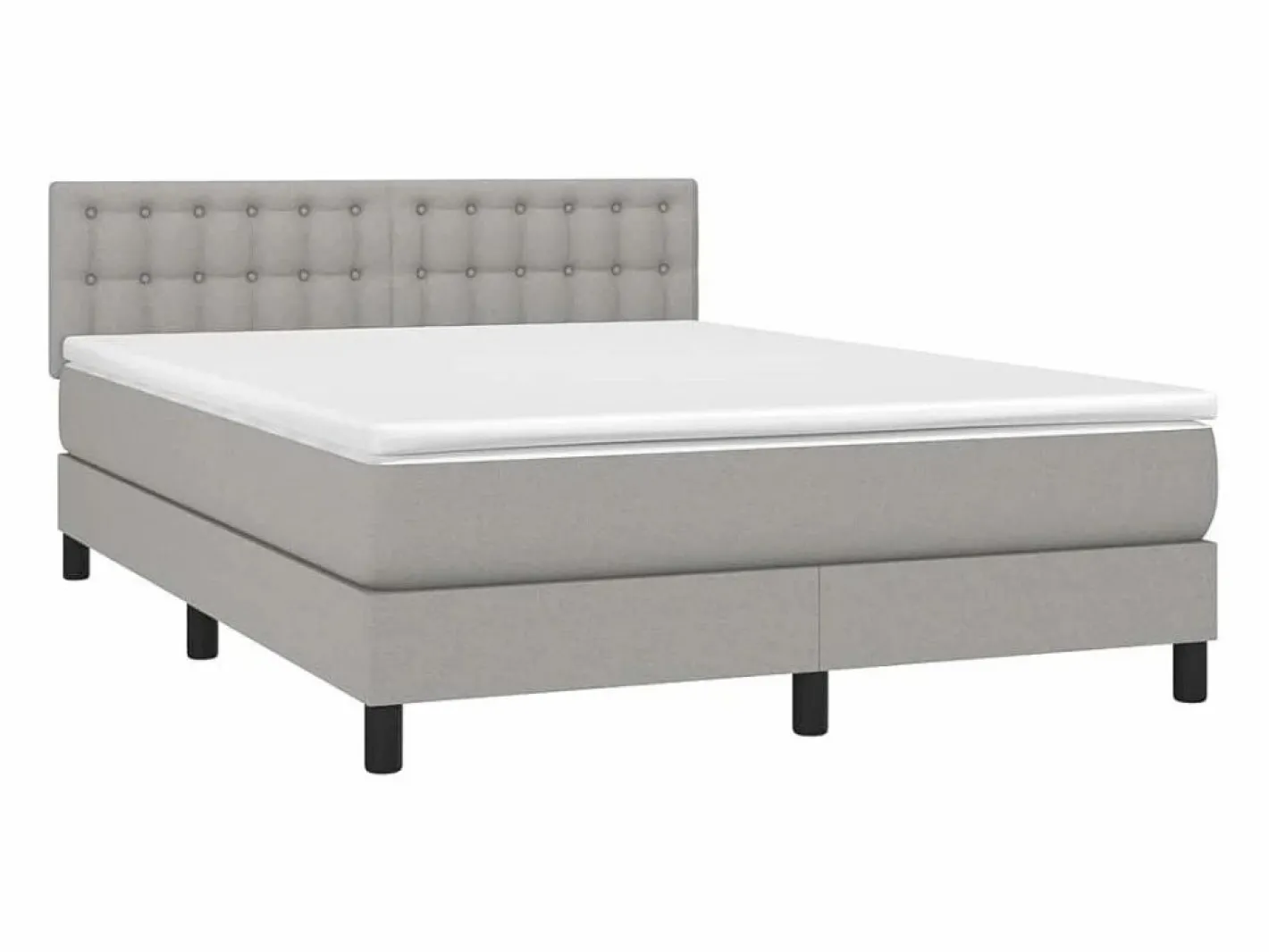 Cama box spring colchón y luces LED tela gris claro 140x190 cm^Clicnbuy Online
