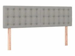 Cama box spring colchón y luces LED tela gris claro 140x190 cm^Clicnbuy Online