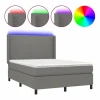 Cama box spring colchón y luces LED tela gris oscuro 140x190 cm^Clicnbuy Hot