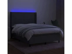 Cama box spring colchón y luces LED tela gris oscuro 140x190 cm^Clicnbuy Hot