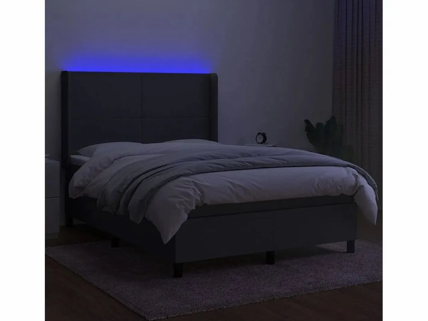 Cama box spring colchón y luces LED tela gris oscuro 140x190 cm^Clicnbuy Hot