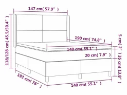Cama box spring colchón y luces LED tela gris oscuro 140x190 cm^Clicnbuy Hot