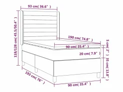 Clicnbuy Cama box spring colchón y luces LED tela azul 90x190 cm Best