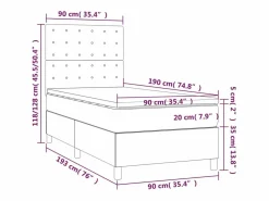 Clicnbuy Cama box spring colchón y luces LED tela azul 90x190 cm