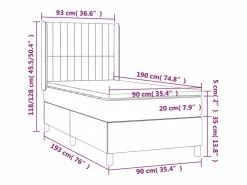 Clicnbuy Cama box spring colchón y luces LED tela azul 90x190 cm Sale