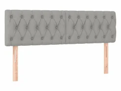 Cama box spring colchón y luces LED tela gris claro 140x190 cm^Clicnbuy Sale