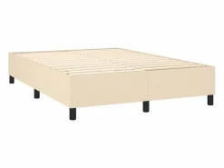 Cama box spring colchón y luces LED tela crema 140x190 cm^Clicnbuy Best