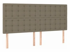 Cama box spring colchón y luces LED tela gris taupe 180x200 cm^Clicnbuy Online