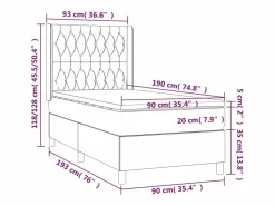 Cama box spring colchón y luces LED tela azul 90x190 cm^Clicnbuy Hot