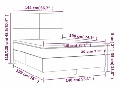 Cama box spring colchón y luces LED tela negro 140x190 cm^Clicnbuy Sale