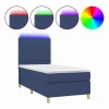 Clicnbuy Cama box spring colchón y luces LED tela azul 90x190 cm Clearance