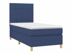 Clicnbuy Cama box spring colchón y luces LED tela azul 90x190 cm Clearance