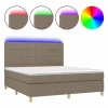 Clicnbuy Cama box spring colchón y luces LED tela gris taupe 180x200 cm Hot