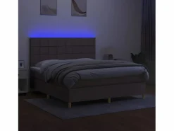 Clicnbuy Cama box spring colchón y luces LED tela gris taupe 180x200 cm Hot