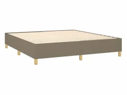 Clicnbuy Cama box spring colchón y luces LED tela gris taupe 180x200 cm Hot