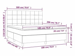 Clicnbuy Cama box spring colchón y luces LED tela gris taupe 180x200 cm Hot