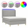Cama box spring colchón y luces LED tela gris claro 140x190 cm^Clicnbuy Sale