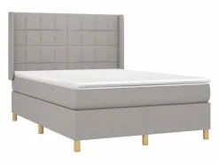 Cama box spring colchón y luces LED tela gris claro 140x190 cm^Clicnbuy Sale