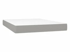 Cama box spring colchón y luces LED tela gris claro 140x190 cm^Clicnbuy Sale
