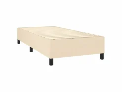 Cama box spring colchón y luces LED tela color crema 90x190 cm^Clicnbuy Discount