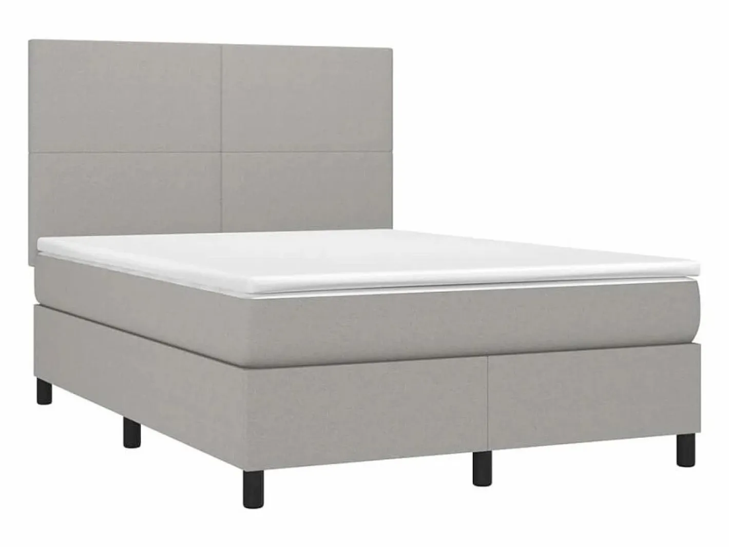 Clicnbuy Somier Tapizado|Somier - 140X190Cm|Cama box spring colchón y luces LED tela gris claro 140x190 cm