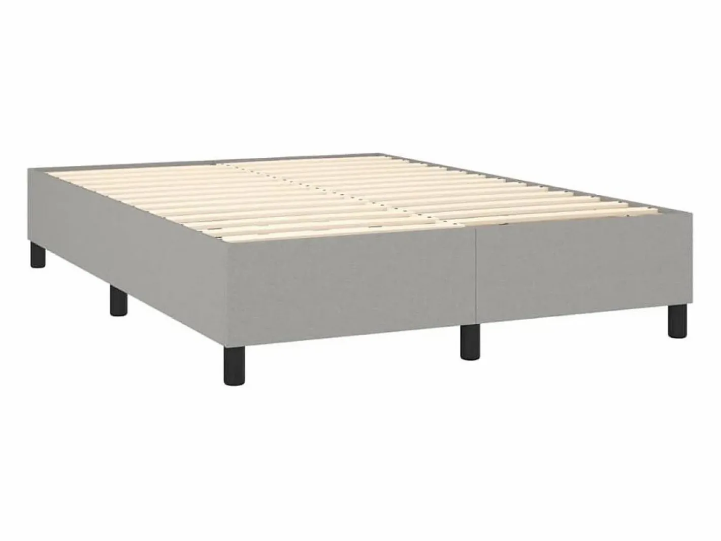 Clicnbuy Somier Tapizado|Somier - 140X190Cm|Cama box spring colchón y luces LED tela gris claro 140x190 cm